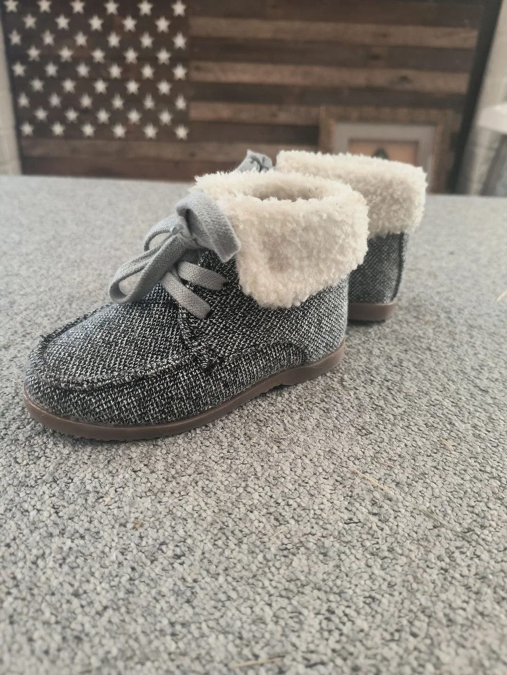 GAP Grey Knit Sherpa-Lined Baby Walker Boots